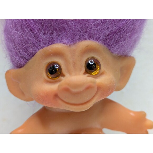 Troll Doll C64 Original Purple Amber Glass Eyes Shoes Only 2.5" Vintage DAM? - Picture 2 of 6